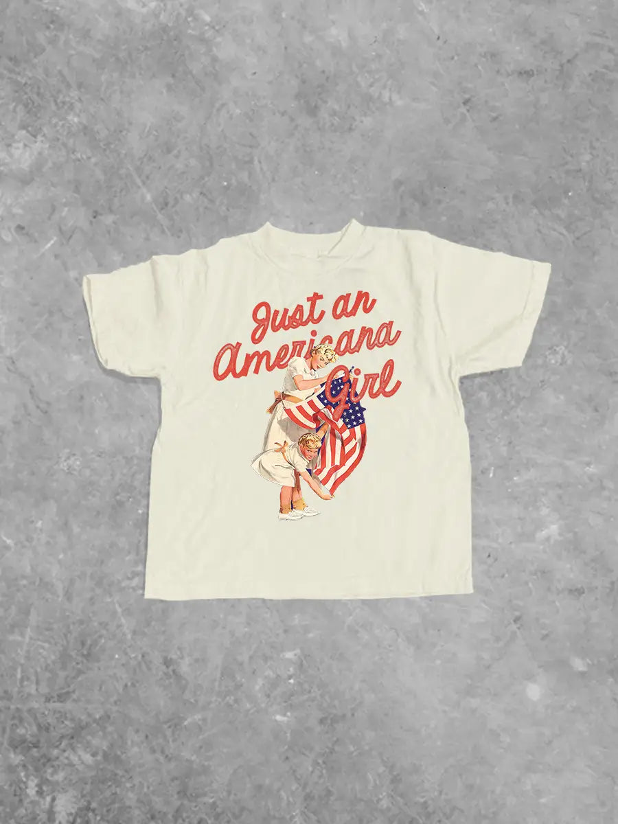 * KIDS * Just An Americana Girl, Kids Boxy T-Shirt