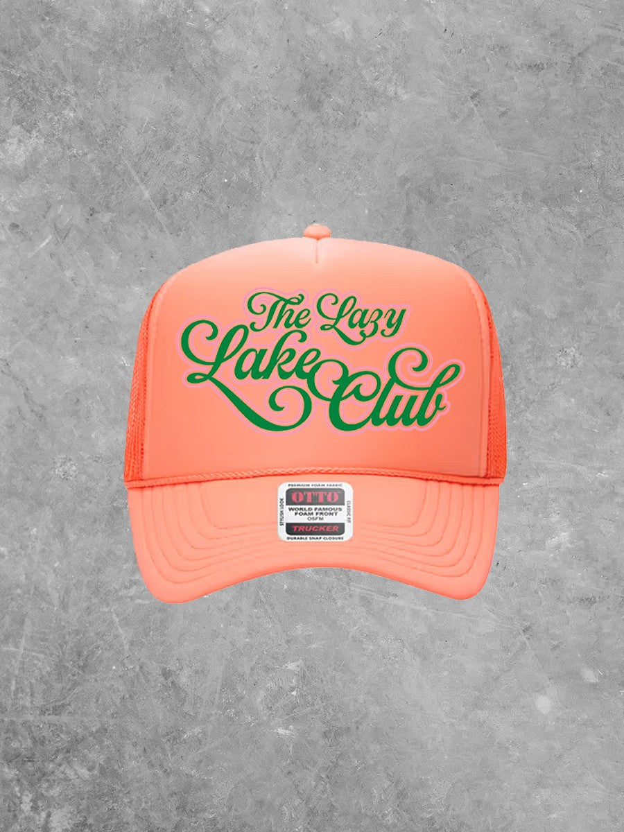 Underground Original Design: Lazy Lake Days Club, Green & Pink Summer Trucker Hat