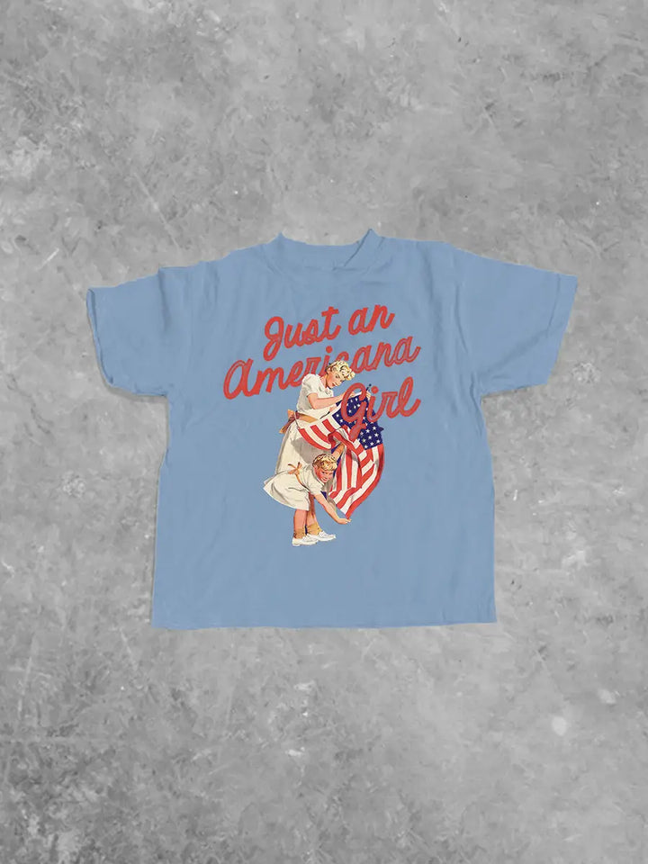 * KIDS * Just An Americana Girl, Kids Boxy T-Shirt