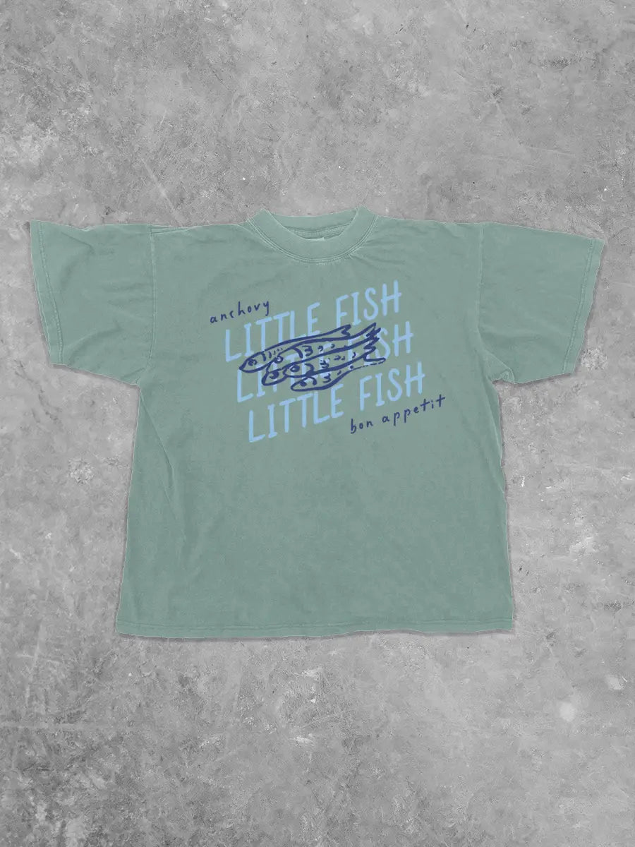 Underground Original Design: Anchovy Little Fish, Summer Boxy Cotton TShirt