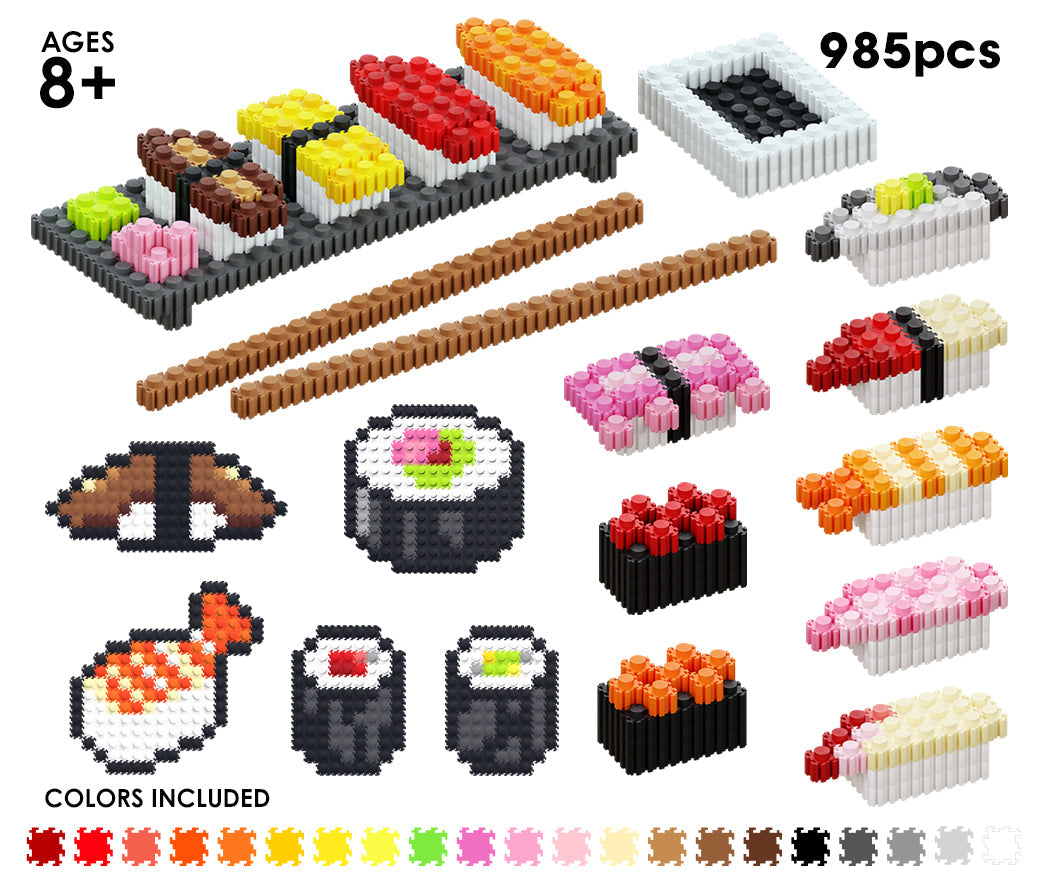 Pix Brix Food Bottle – Sushi Set | Build Pixel Sushi in 2D & 3D
