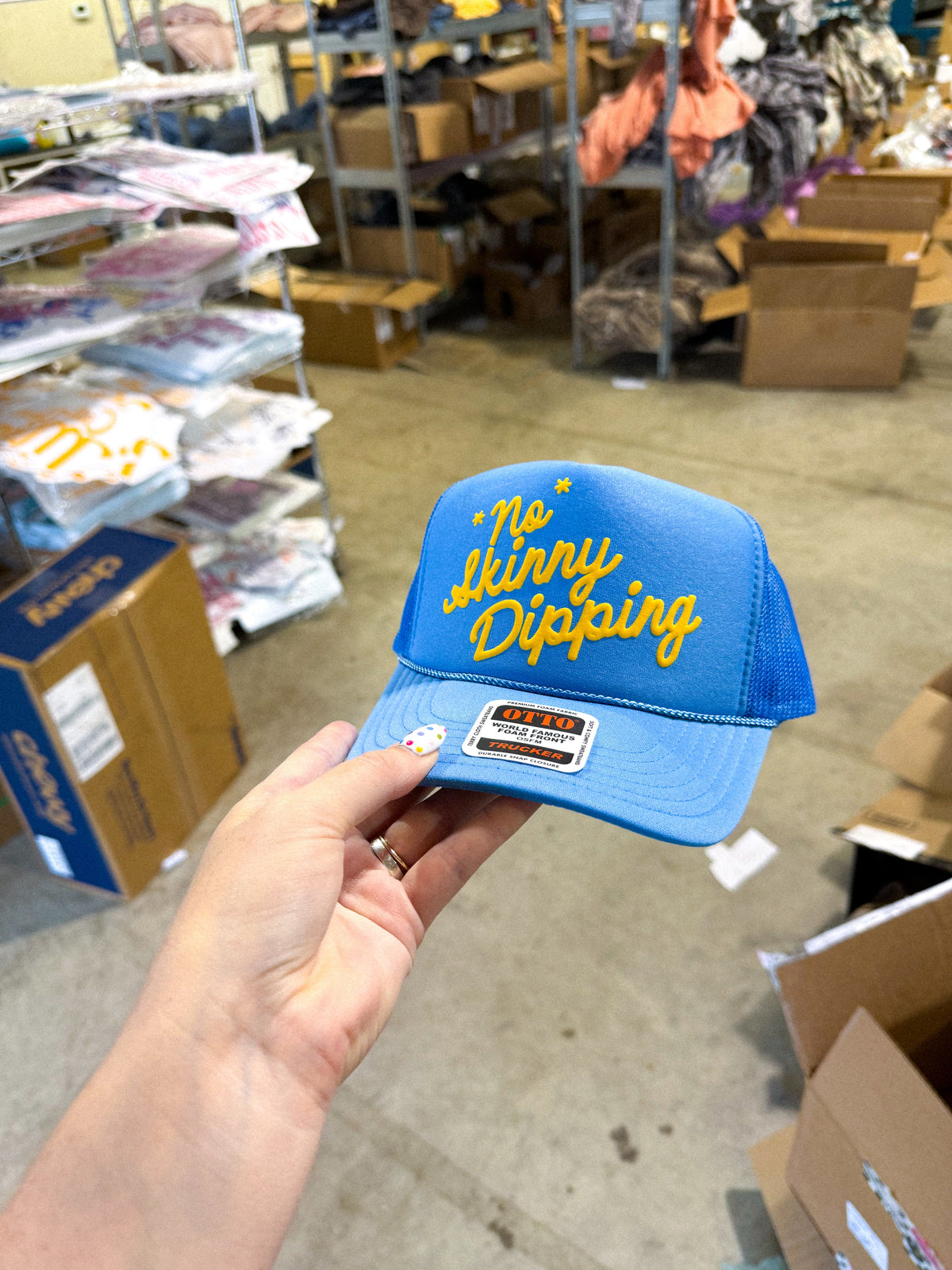Underground Original Design: *No* Skinny Dipping, (Gold) PUFF Trucker Hat