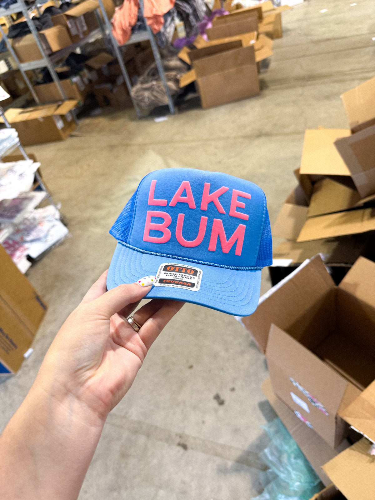 Underground Original Design: Lake Bum, Pink Puff Summer Trucker Hat