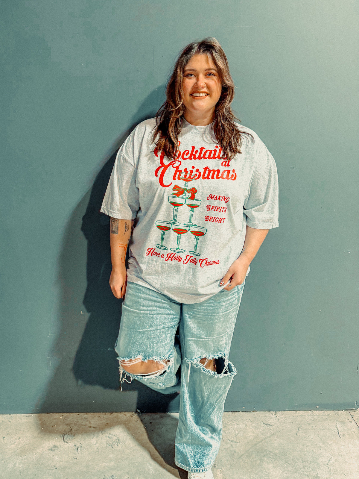 Underground Original Design: Cocktails at Christmas, Champagne Boxy Cotton T-Shirt