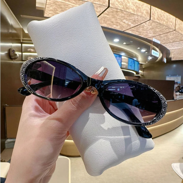 Womens Sunglasses 2026 Versatile Uv400 Sunglasses Oval Rhinestone Sunglasses Stylish Rhinestone Eyewear For Street Photography