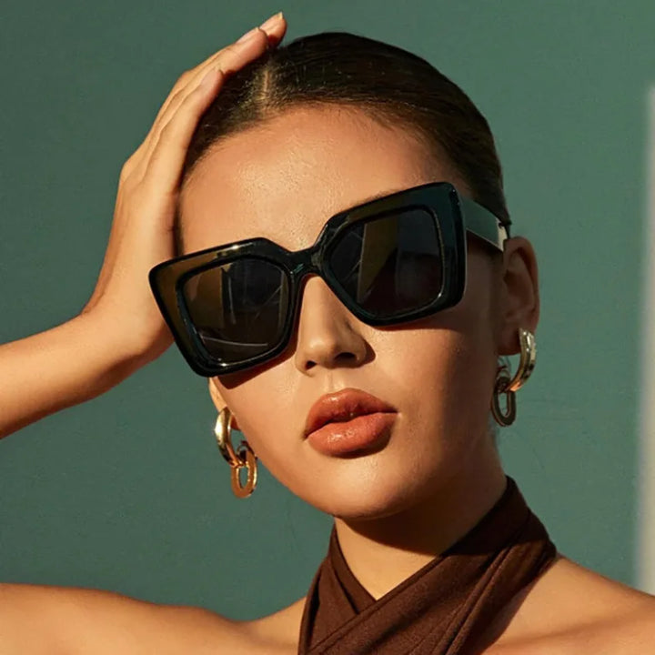 New Vintage Sunglasses Women Men Square Big Frame Sun Glasses Female Brand Designer Retro Shades Fashion Cat Eye Sunglasses