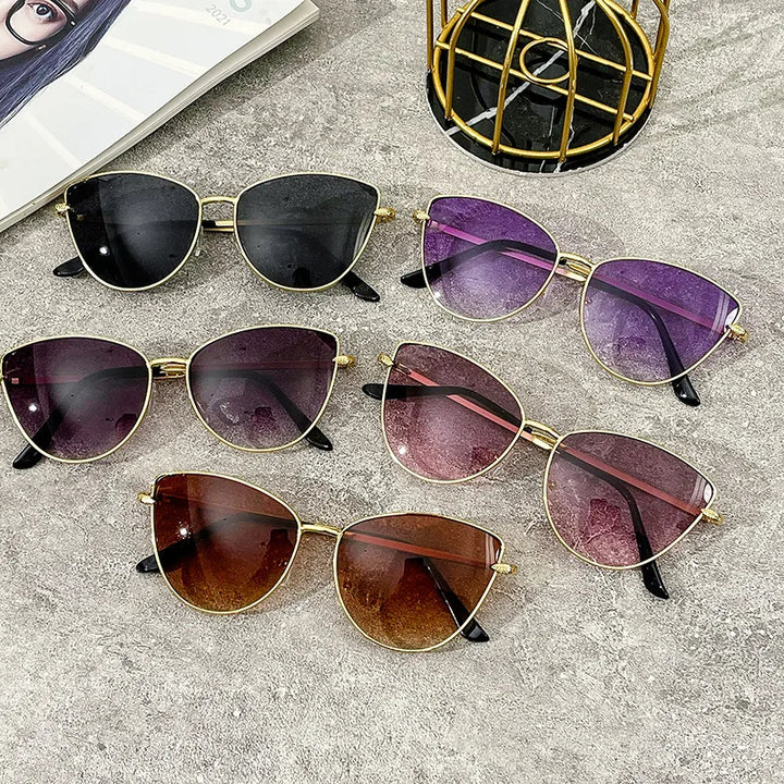 Sexy Small Vintage Cat Eye Sunglasses Woman Vintage Sun Glasses Female Ladies Cat Eye Sunglasses Metal Frame Glasses For female