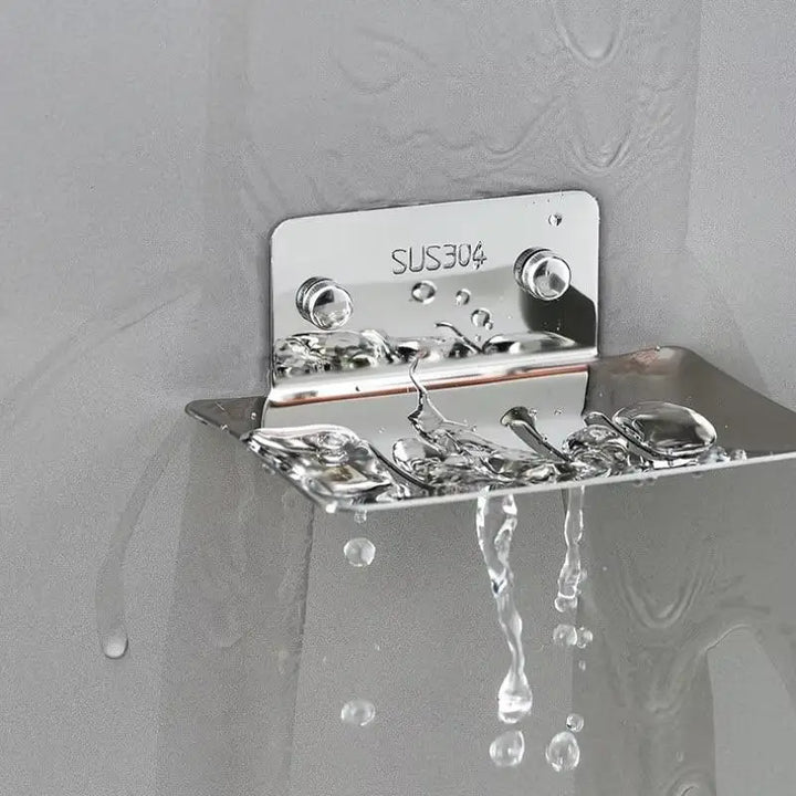 Stainless Steel Wall-Mounted Soap Dish with Drainage