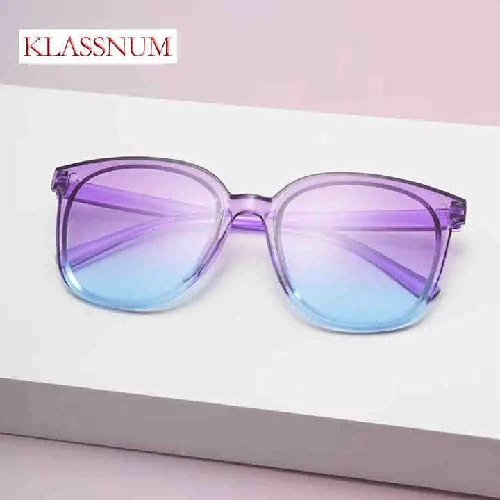 KLASSNUM New Gradual Candy Color Brand Cat Eye Sunglasses Women Oversized Glasses Female Vintage Outdoor Ocean Sunglass UV400
