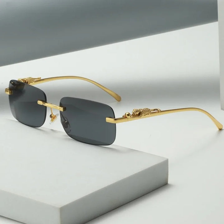 Rimless Square Sunglasses Fashionable Diamond Cut Edge Sun Glasses for Men and Women Travel Glasses High-end Small Frame Shades