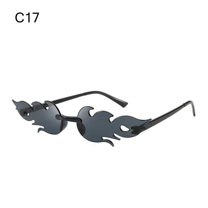Streetwear Eyewear Party Rimless Sunglasses for Women Flame Shaped Sun Glasses Flame Sunglasses