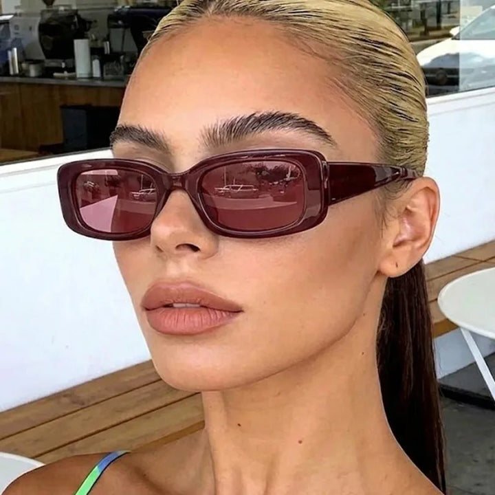 New Small Square Sunglasses Women Men Trendy Vintage Brand Designer Hip Hop Square Red Sun Glasses Female Eyewear UV400