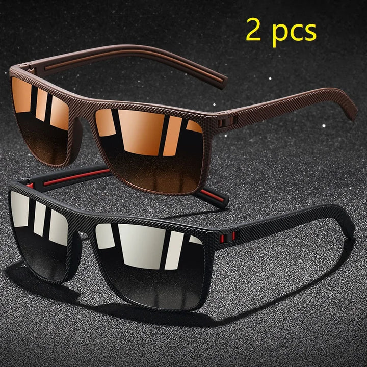 2Pieces Fashion Vintage Check Pattern Sunglasses Men Women Fishing Driving Brand Design Sun Glasses Man Eyewear