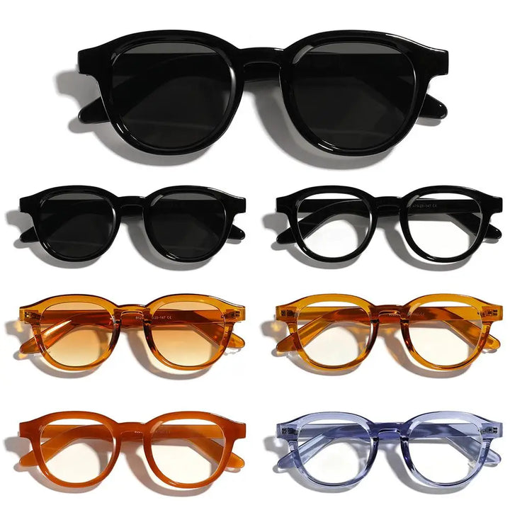 Trendy UV Protection Round Sunglasses Beach/Travel/Streetwear Clear Lens Glasses Street Shooting Eyewear for Women & Men