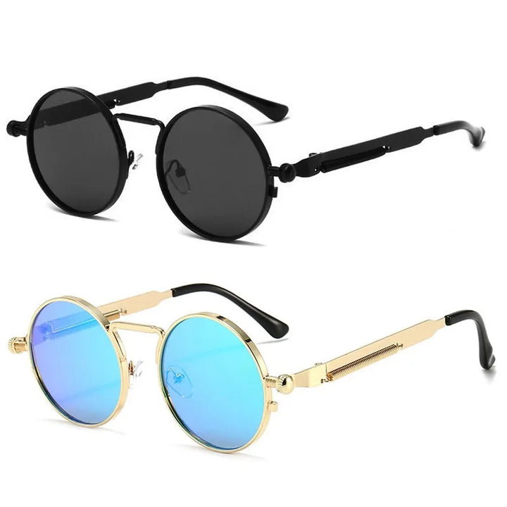 Classic New Punk Sunglasses Women Anti-Reflective Mirror Round Metal Sun Glasses Vintage Men Driving Glasses UV400