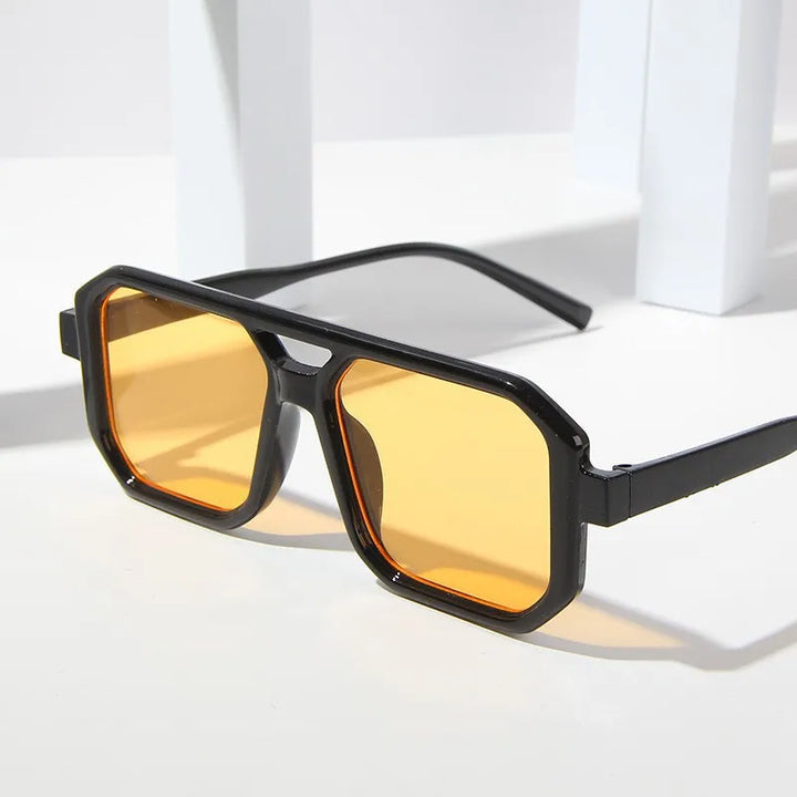 Vintage Sunglasses Women Men Square Big Frame Sun Glasses Female Brand Designer Retro Shades Fashion Double Beams Sunglasses