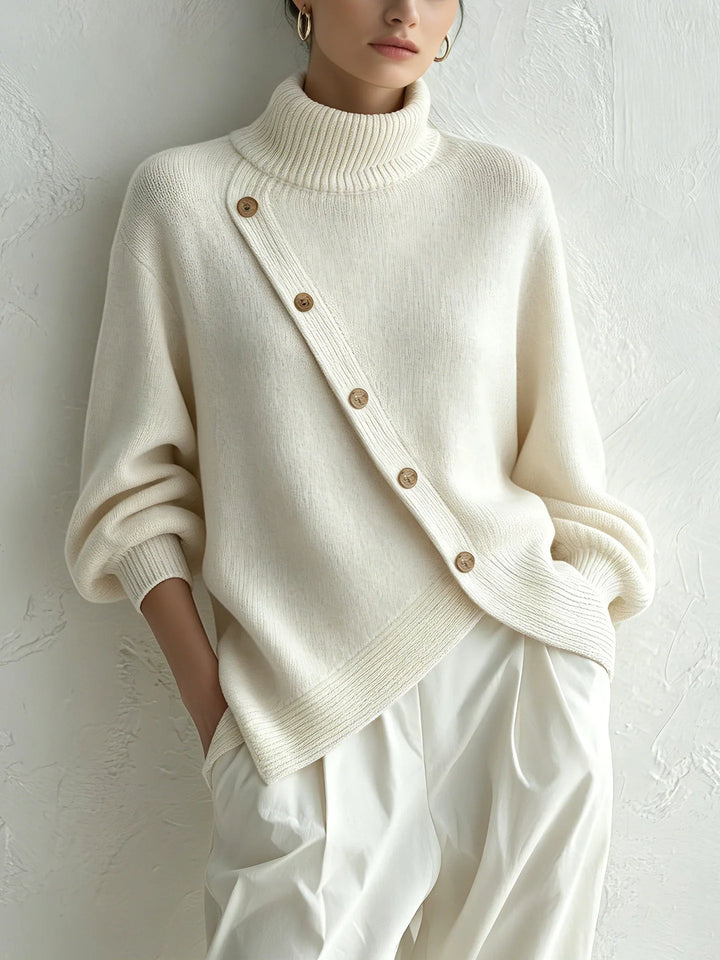 Women's Button-Detail Turtleneck Sweater
