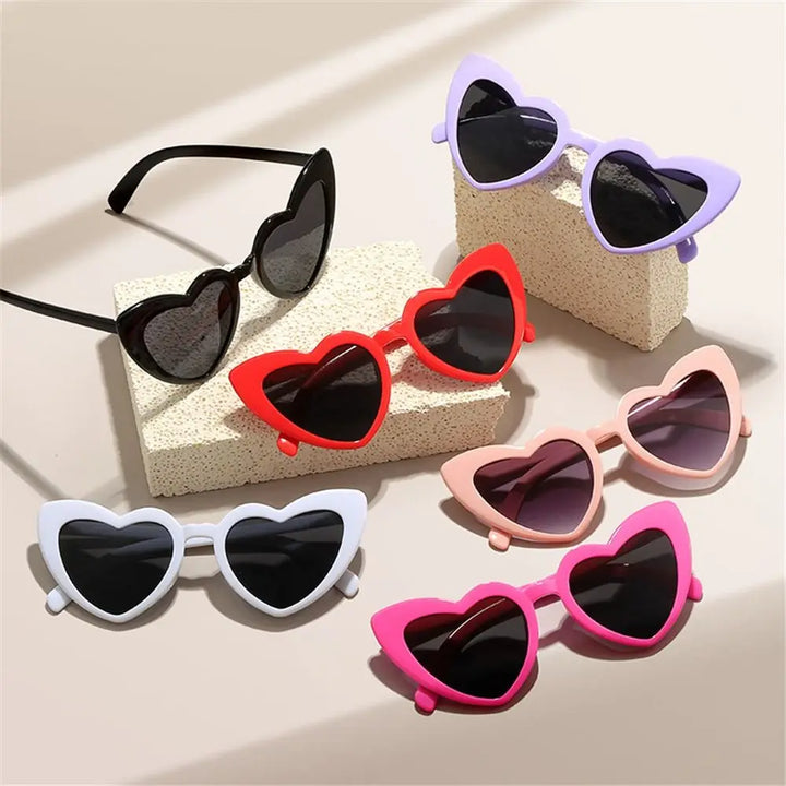 UV Protection Heart-Shaped Sunglasses Vintage Trendy Street Shooting Shades Irregular Fashion Pink Heart Sun Glasses for Women