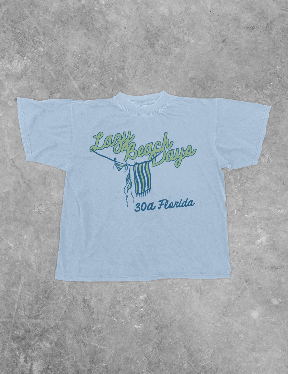 Underground Original Design: Lazy Beach Days, 30A Summer BC Boxy Cotton T-Shirt
