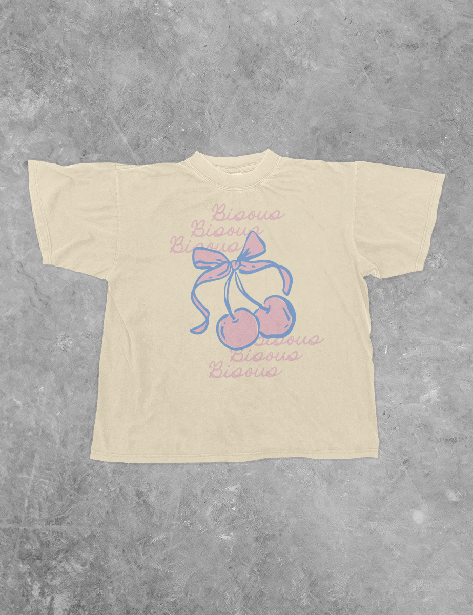 Underground Original Design: Bisous Bisous, Cherries Boxy Cotton T-Shirt