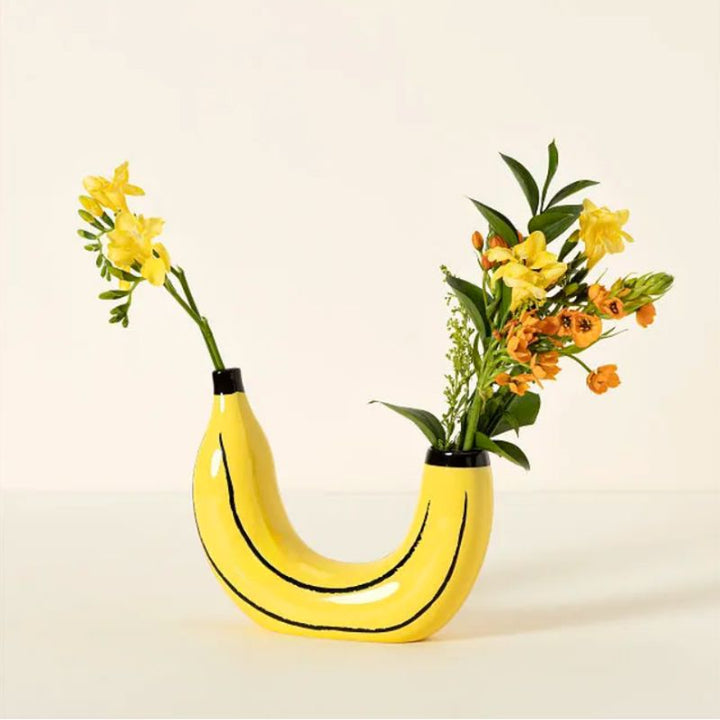 Yellow Banana-Shaped Flower Vase