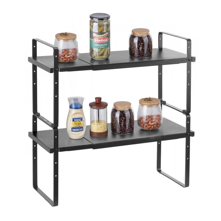 Black Two-Tier Adjustable Cabinet Shelf