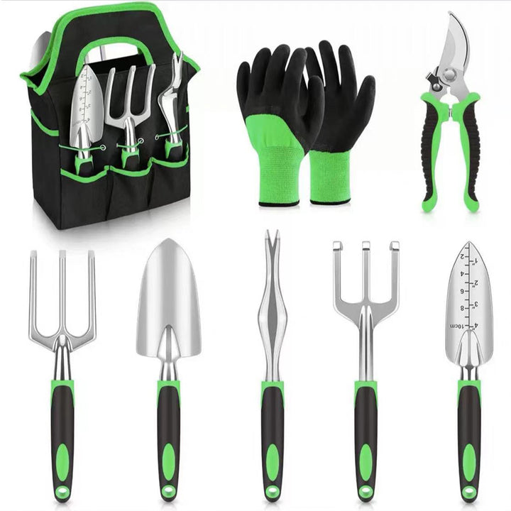 Eight-piece garden tool kit with bag