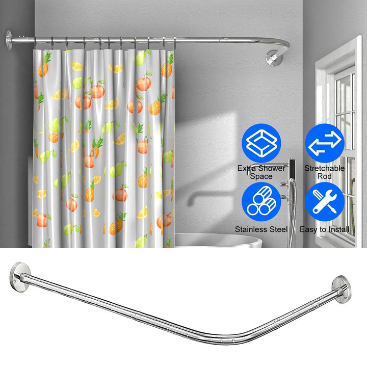 Adjustable L-Shaped Shower Curtain Rod