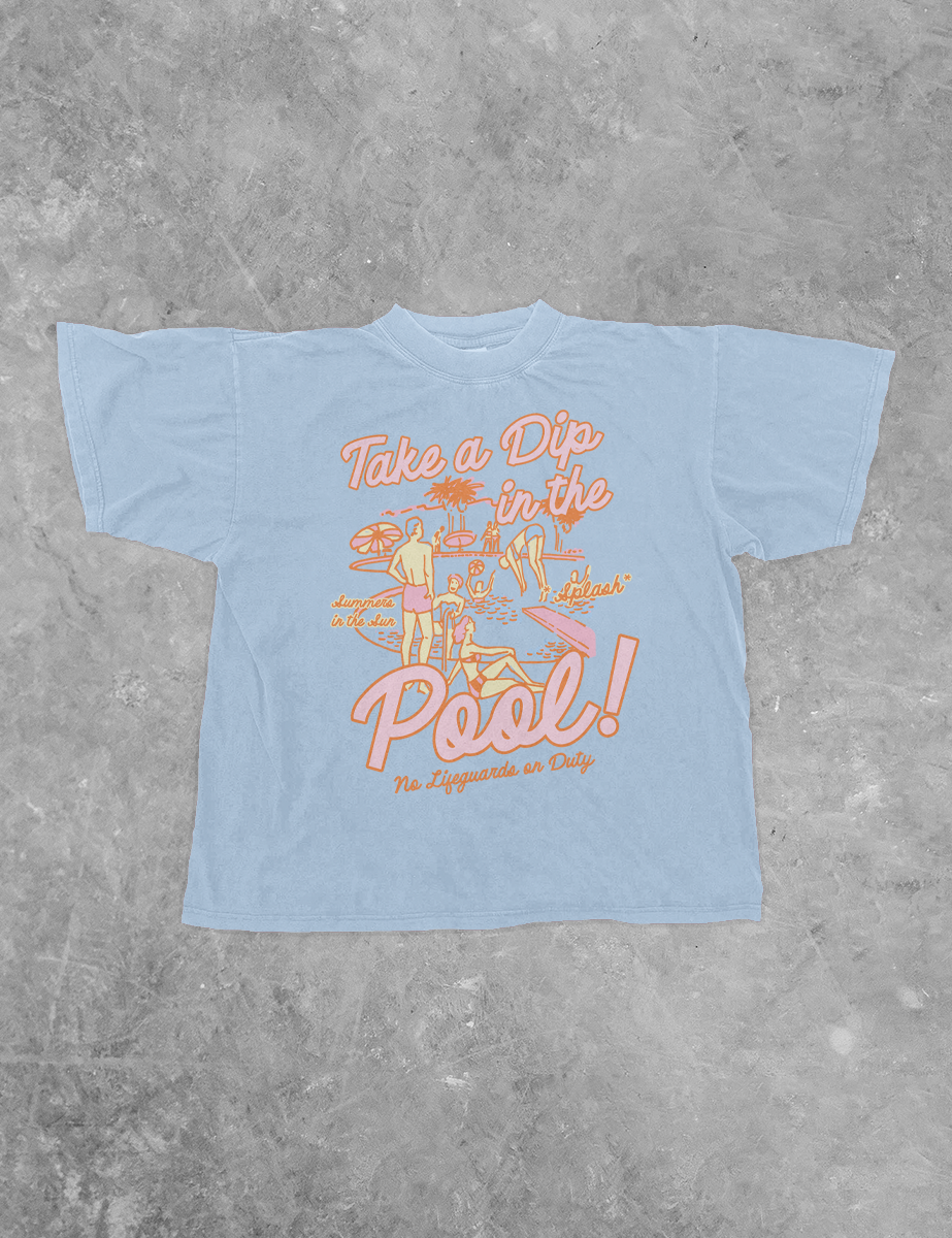 Underground Original Design: Take a Dip in the Pool, Summer BC Boxy Cotton T-Shirt