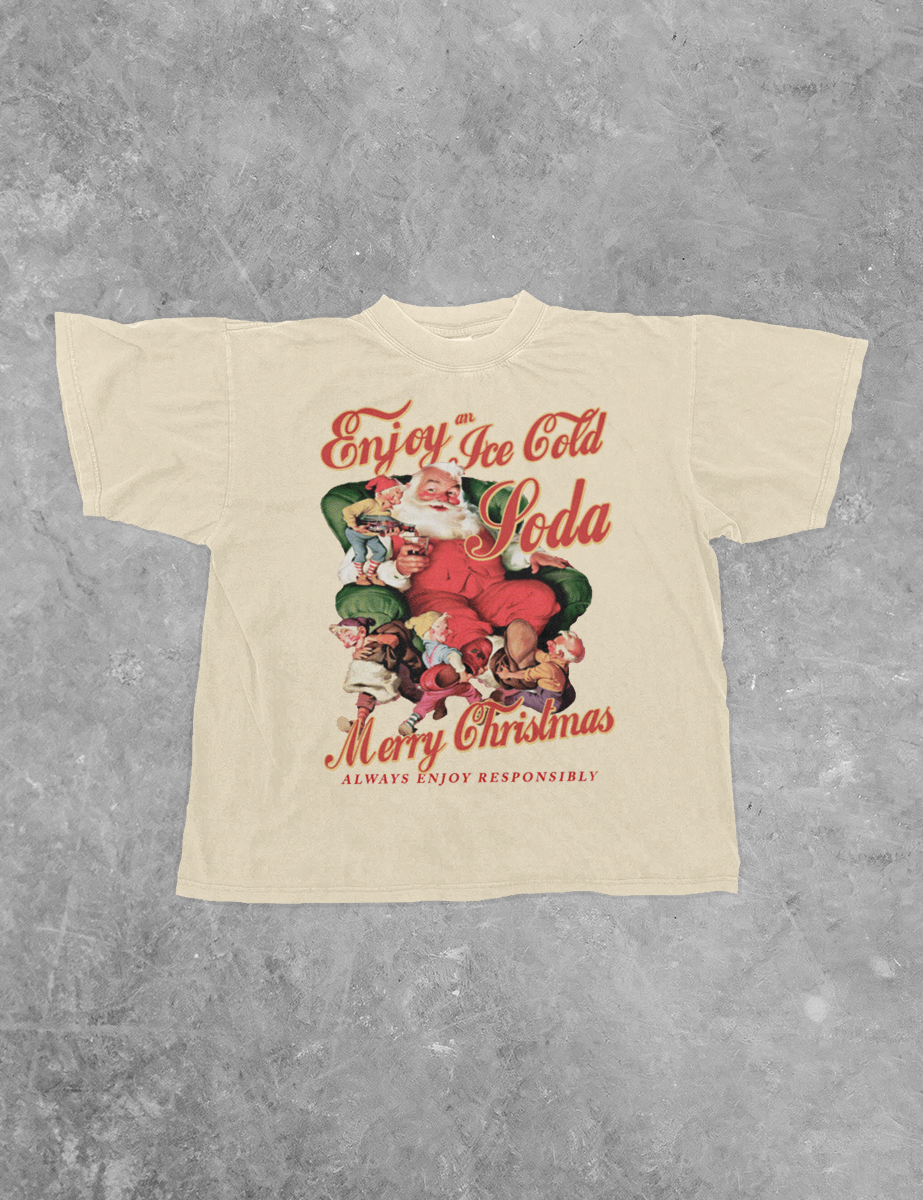 Underground Original Design: Enjoy a Soda at Christmas, Santa Boxy Cotton T-Shirt