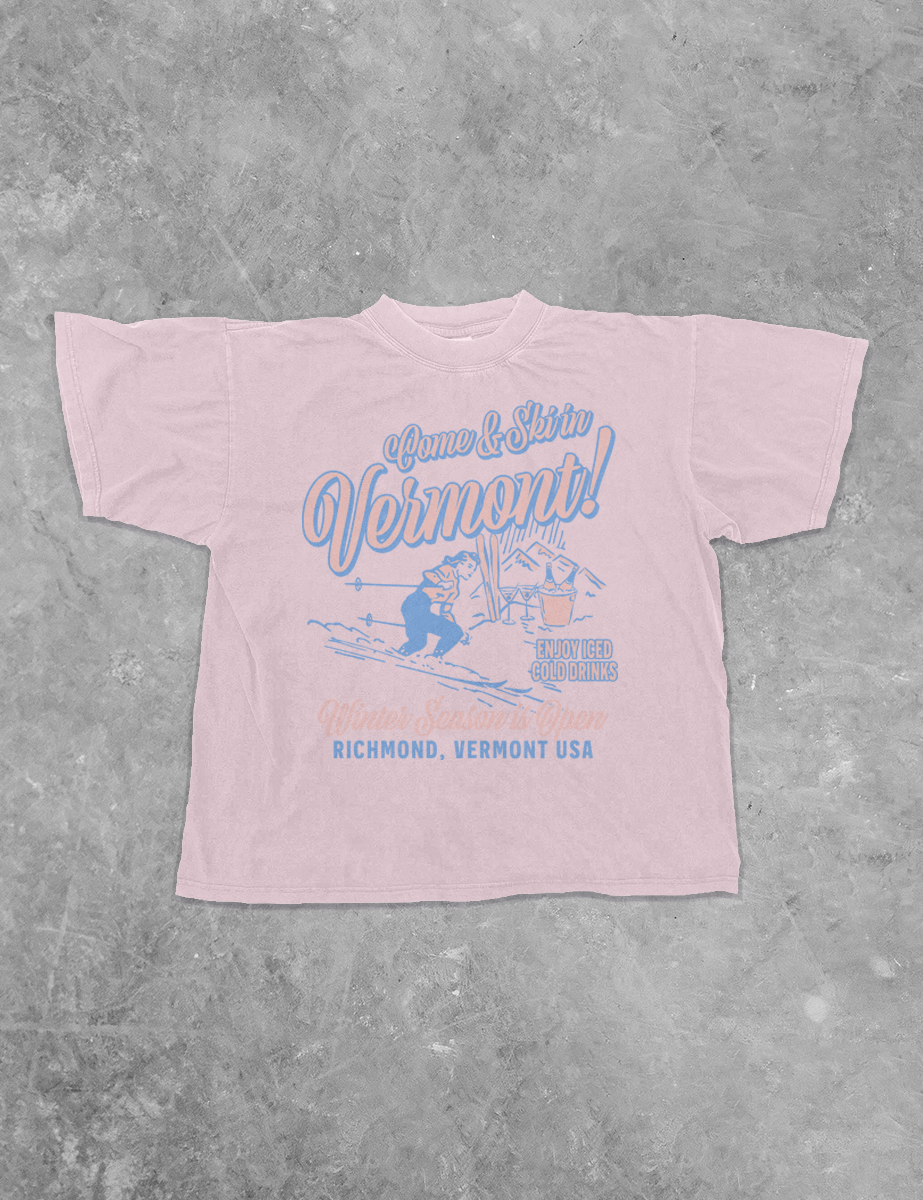 Underground Original Design: Ski In Vermont, Winter Season Boxy Cotton T-Shirt