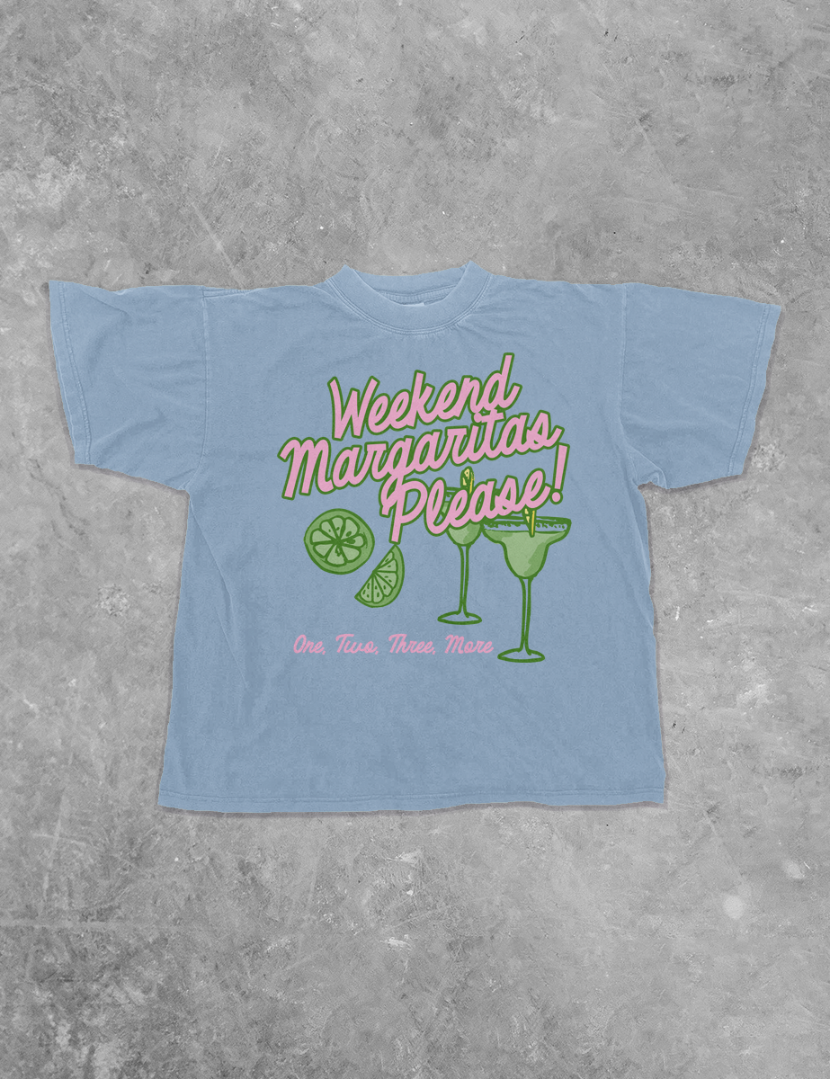 Underground Original Design: Weekend Margaritas Please, Summer Boxy Cotton TShirt