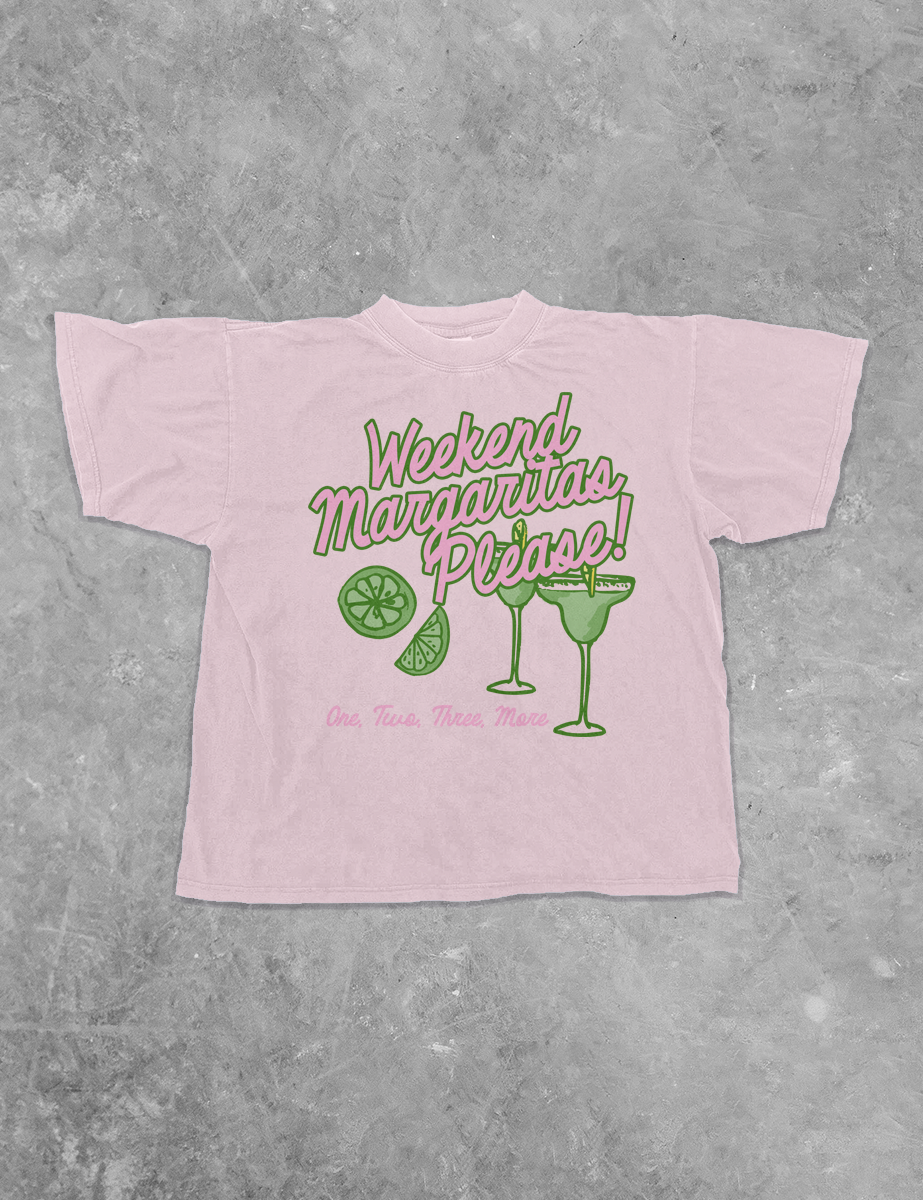 Underground Original Design: Weekend Margaritas Please, Summer Boxy Cotton TShirt