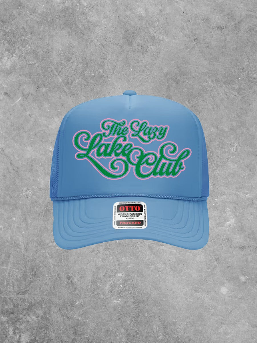 Underground Original Design: Lazy Lake Days Club, Green & Pink Summer Trucker Hat