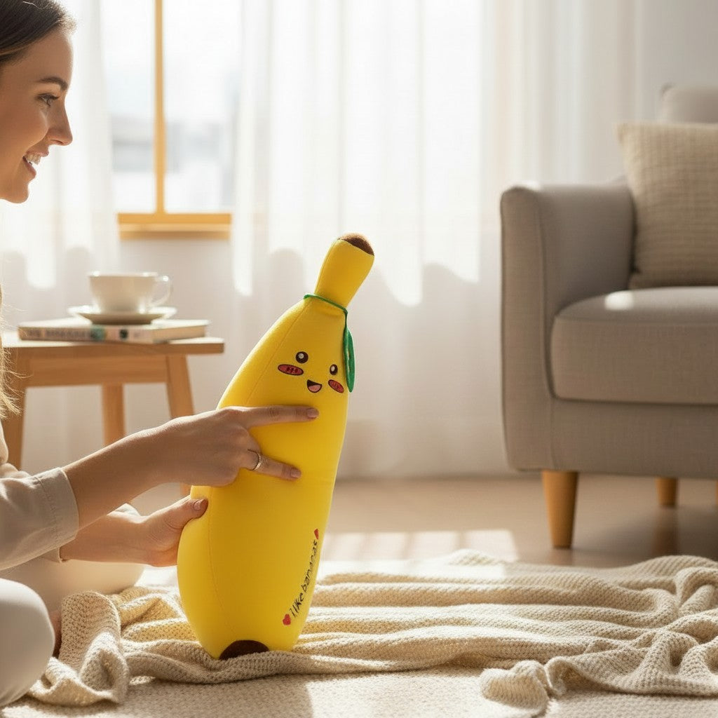 Smiley Banana Stuffed Animal — Kawaii Plush Gift
