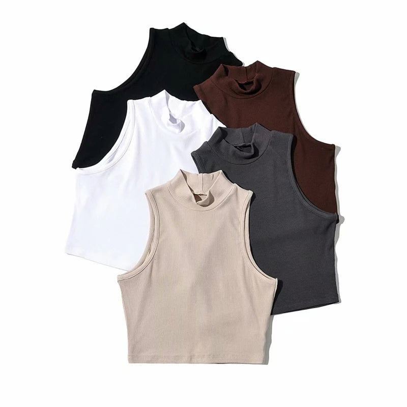 Women's High-Neck Crop Tank Top