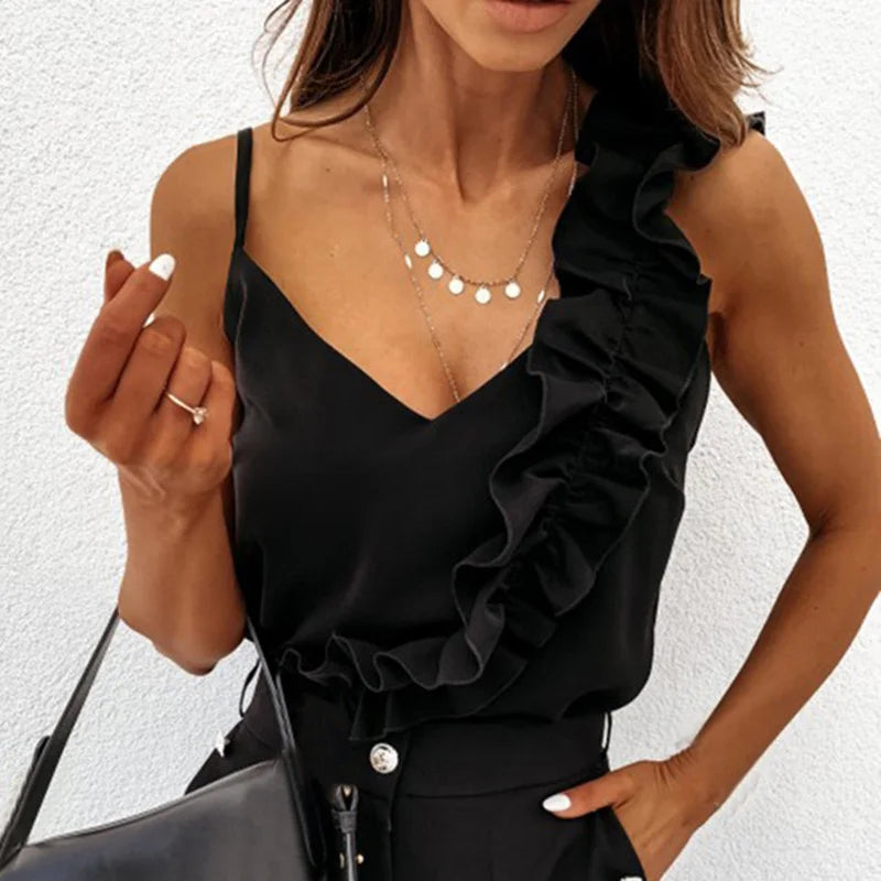 Women's V-Neck Ruffle Cami Top