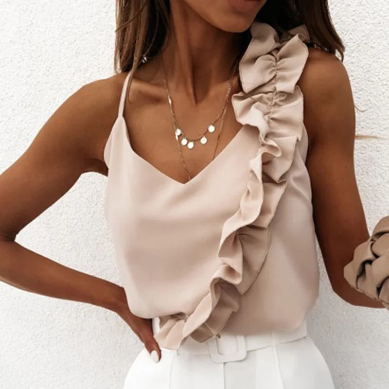 Women's V-Neck Ruffle Cami Top
