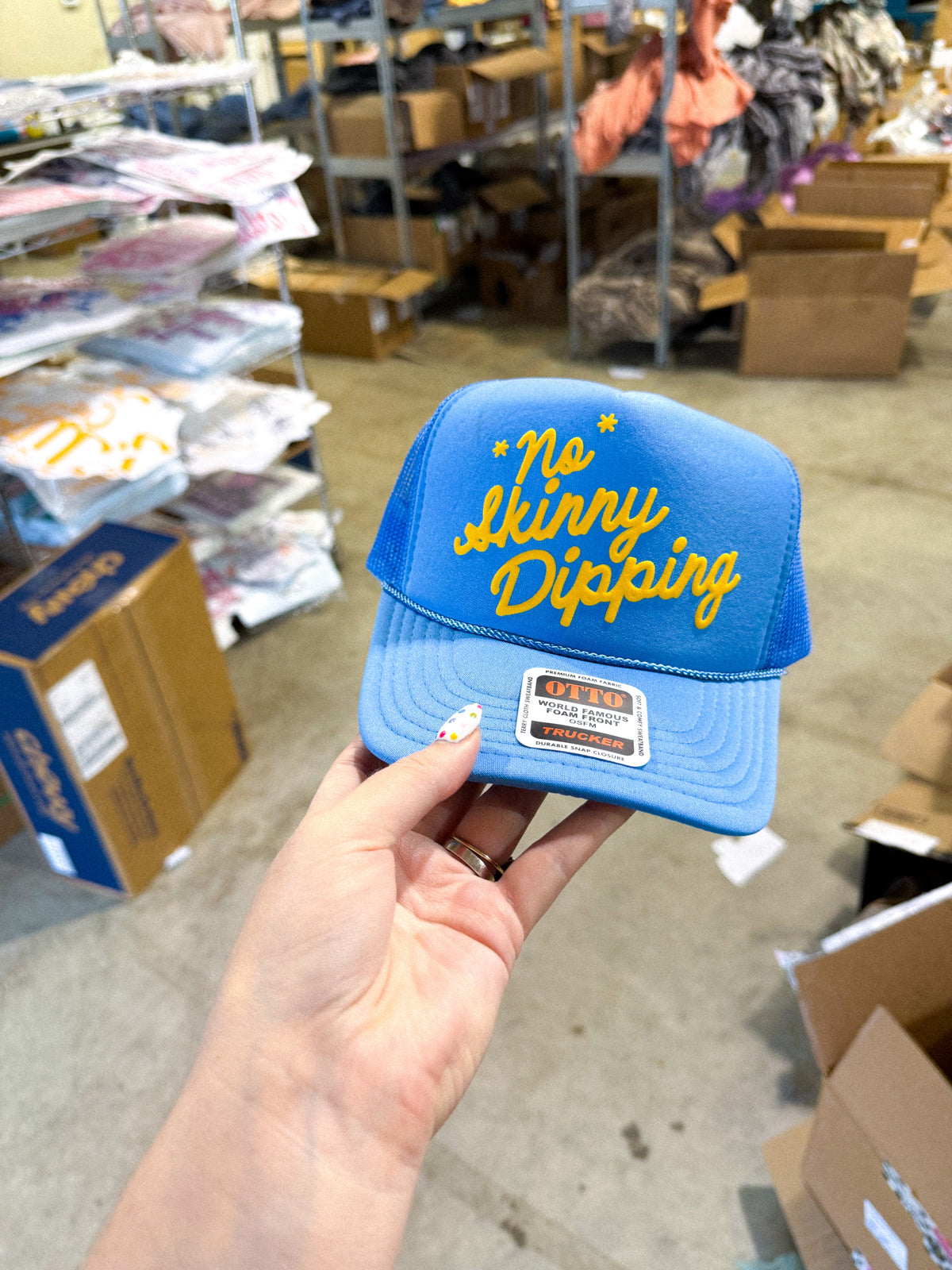 Underground Original Design: *No* Skinny Dipping, (Gold) PUFF Trucker Hat