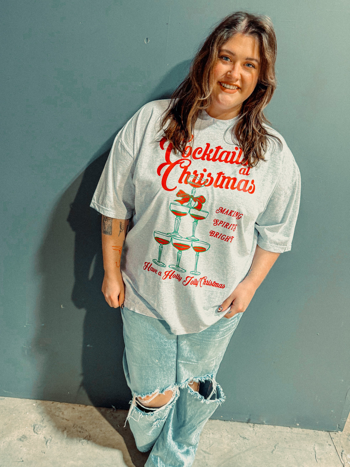 Underground Original Design: Cocktails at Christmas, Champagne Boxy Cotton T-Shirt