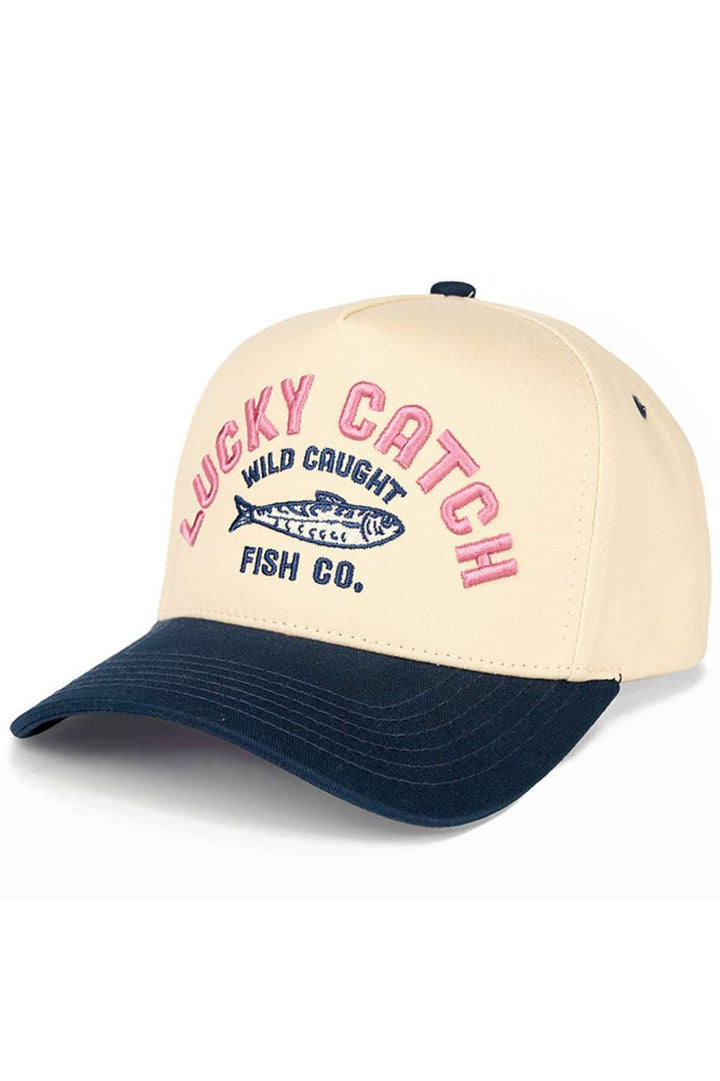 C.C LUCKY CATCH Embroidered Letter on Two Tone Trucker Hat