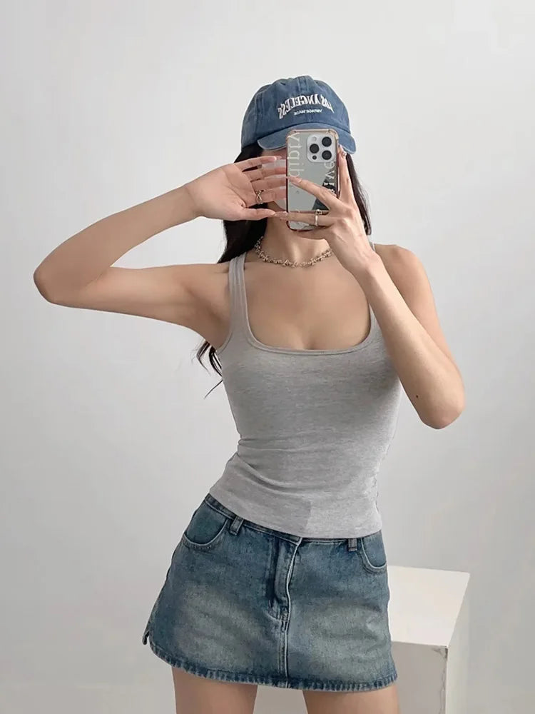 Women's Square-Neck Crop Tank Top