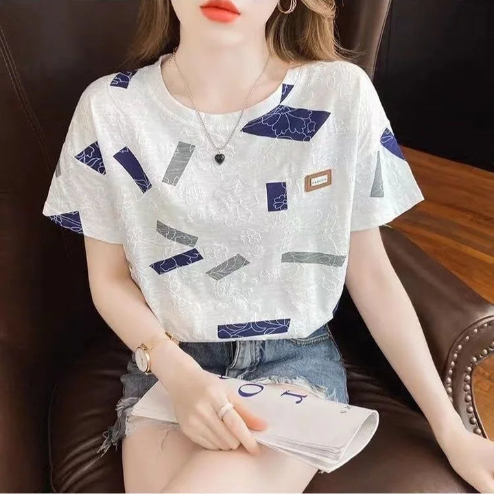 Women's Floral-Print Short-Sleeve Blouse