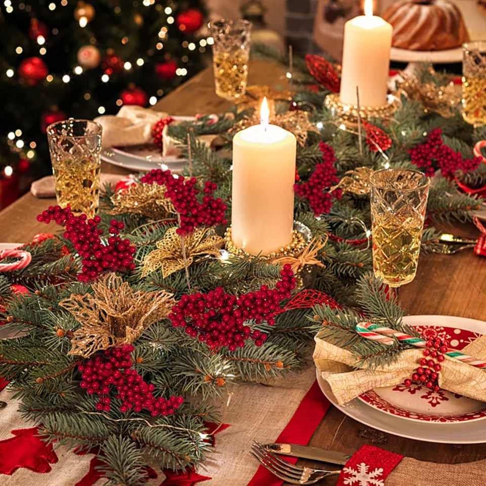 Artificial Holly Berry Stems