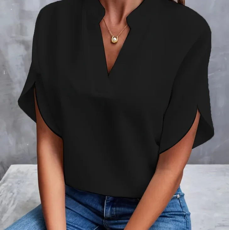 Women's V-Neck Short-Sleeve Blouse