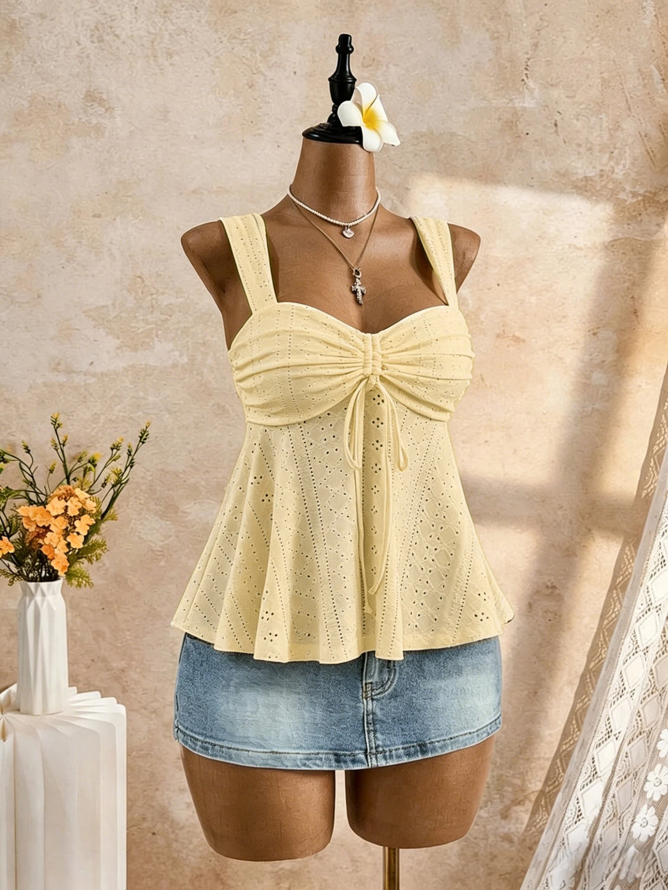 Women's Polka-Dot Peplum Cami Top