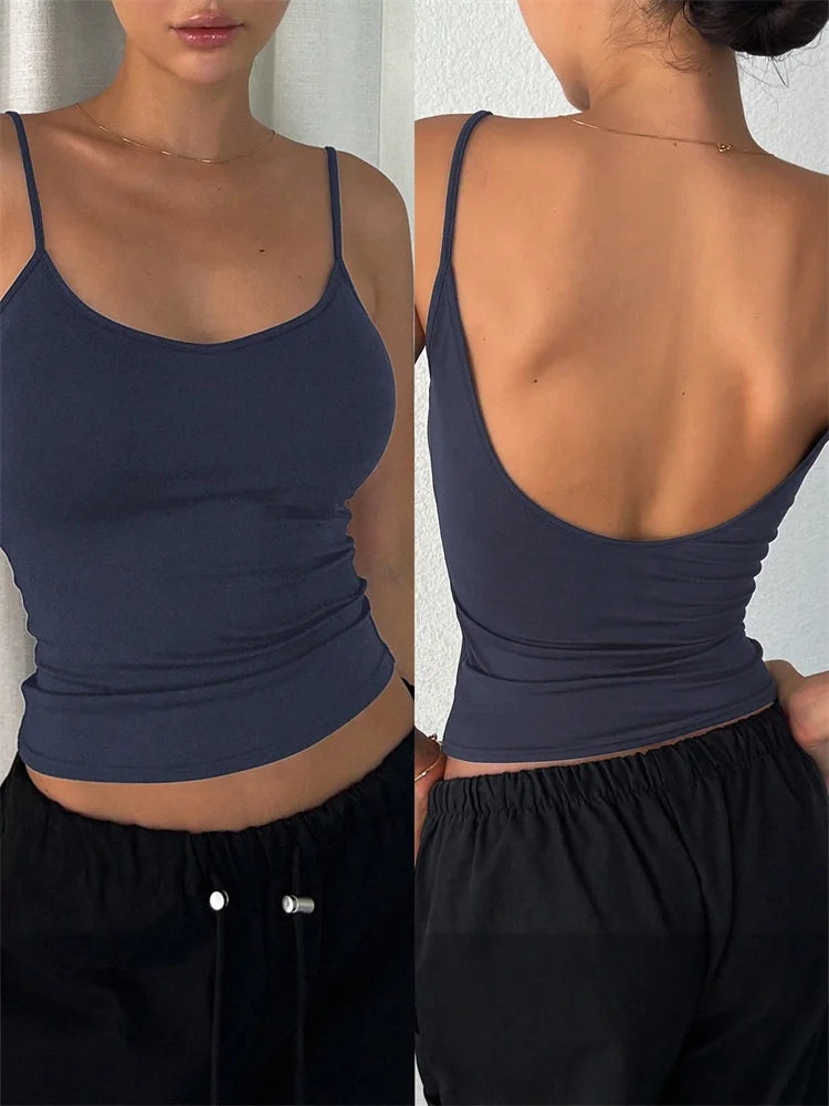 Women's Backless Cami Crop Top