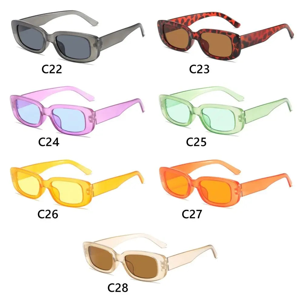 Trendy Narrow Square Frame Y2K Sun Glasses Candy Color UV400 Protection Black Shades Rectangle Sunglasses for Women Men