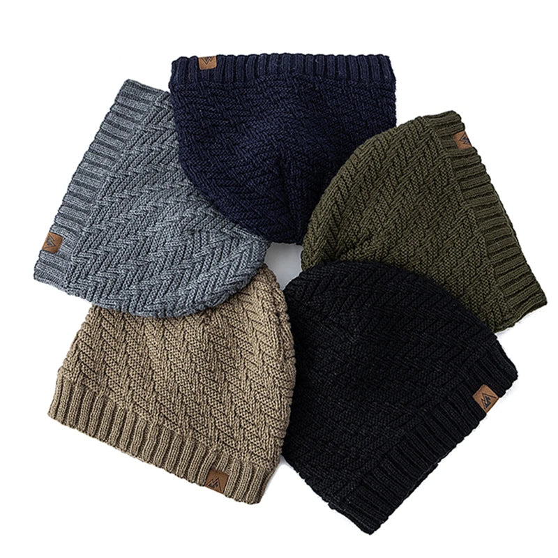 Unisex Peak Labal Winter Hats Fashion Outdoor Knitted Hats For Men And Women Beanie Cap Plush Fur Lined Warm Sports Hats