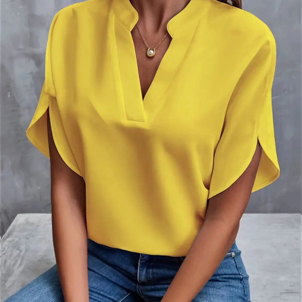 Women's V-Neck Short-Sleeve Blouse